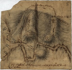 Copia de un croquis del Monongahela, con el campo de batalla, LOC gm71002314