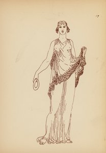 Traje femenino de la Antigua Grecia (litografía)