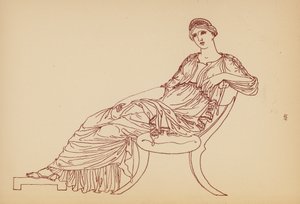 Traje femenino de la Antigua Grecia (litografía)
