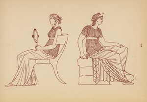 Traje femenino de la Antigua Grecia (litografía)