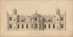 Corsham Court, Wiltshire: Alzado de la fachada norte de John Nash