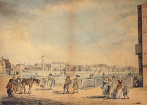 Brighton, mostrando la Biblioteca Circulante de la Srta. Widgett, Marlborough House, el Castle Inn y Assembly Rooms y el Marine Pavilion, 1792