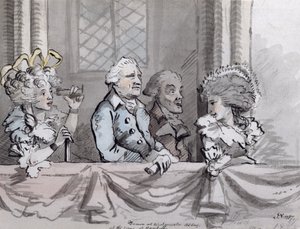 Caricatura del público en la conmemoración de Handel en la Abadía de Westminster de John Nixon