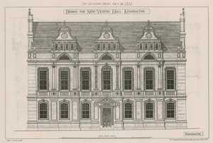 Diseño para el nuevo salón parroquial, Kensington, Londres de John Oldrid Scott