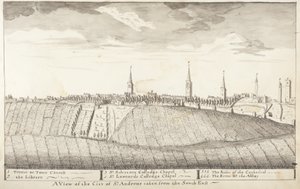 St Andrews Delineado - Vista de la ciudad de St Andrews desde el sureste