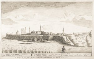 St Andrews Delineado - Vista de la ciudad de St Andrews desde el noroeste