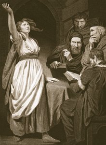 Juana de Arco declarando su misión, grabado por T. Holloway, ilustración de 