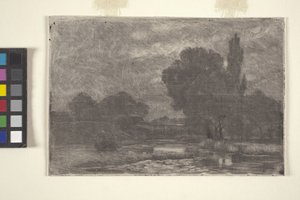 Paisaje pantanoso (aguafuerte y monocopia) de John Otis Adams