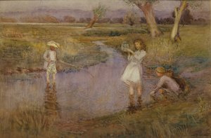 Pescando pececillos - Prados de la ciudad, Maidstone, Kent de John Pedder