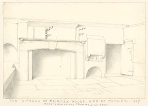 La cocina en Fairfax House, High Street, Putney, 1887; residencia del caballero Cromwelliano de John Phillipp Emslie