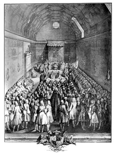 Interior de la Cámara de los Lores, Westminster, en 1742, c1902-1905