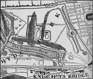 Mapa de Hyde Park, Londres, 1748 1878 de John Pine
