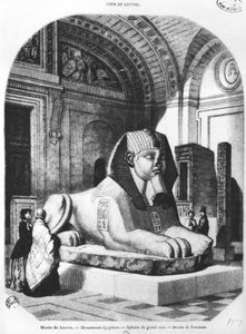 La Esfinge de Granito Rosa en las salas egipcias del Museo del Louvre, ilustración de 