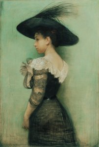 Dama con vestido negro y sombrero (Alice Hauser) de John Quincy Adams