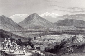Cabul desde el Bala Hissar, grabado por J. Stephenson, c.1870