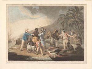 Familia africana es separada por traficantes de esclavos europeos Comercio de esclavos (título sobre el objeto) de John Raphael Smith