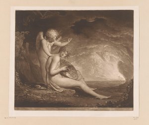 Invención de la lira por Mercurio Mercurio inventando la lira (título sobre el objeto) de John Raphael Smith
