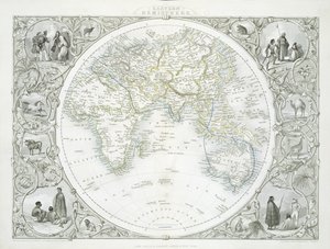 Hemisferio Oriental, de una Serie de Mapas del Mundo publicados por John Tallis und Co., Nueva York y Londres, 1850s