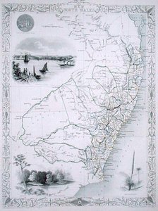 Nueva Gales del Sur, de una serie de mapas mundiales publicados por John Tallis & Co., Londres y Nueva York de John Rapkin