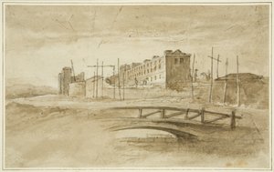 Nueva Cárcel en construcción, vista desde el Puente de Harford, c.1820 de John Reverend Eden