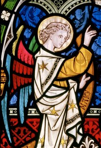 Maulden, Santa María, Ventana Este, (detalle), Clayton & Bell, John Richard Clayton (1827-1913), Ángel, (detalle), Cristo en Majestad, c.1859 María de John Richard Clayton