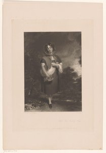 mujer joven, con, un, capucha, y, un, cesta, en, un, paisaje Caperucita Roja (título sobre el objeto) de John Richardson Jackson