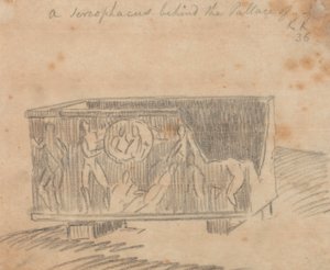 Un sarcófago detrás del palacio de John Robert Cozens