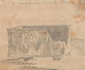 Un sarcófago detrás del palacio de John Robert Cozens