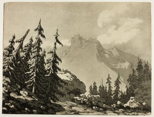 Pinos en las montañas de John Robert Cozens