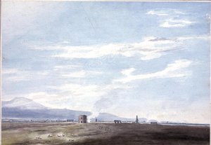 Restos sepulcrales en la Campagna cerca de Roma, c.1783 (acuarela sobre lápiz sobre papel) de John Robert Cozens