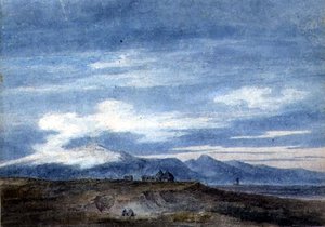 Cabaña de pastor en la frontera de los pantanos Pontinos, entre Valetri y Terracina de John Robert Cozens
