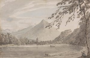 Sobre el Aare entre Unterseen y el lago de Brientz de John Robert Cozens