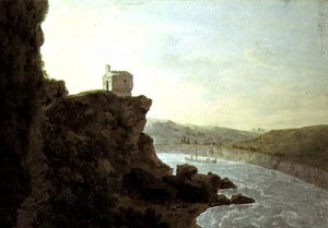 Vista del Tíber cerca de Ponte Molle, a tres millas de Roma de John Robert Cozens