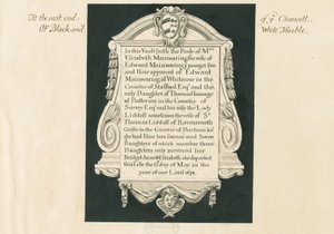 Iglesia de Whitmore - Lápida a la Sra. Elizabeth Mainwaring de John Robert Fernyhough