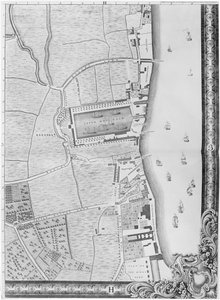 Un mapa de los muelles de Lower Rotherhithe, Londres, 1746 de John Rocque