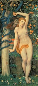 Eva tentada, c.1877 (temple sobre tabla) de John Roddam Spencer Stanhope