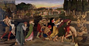 Las aguas del Leteo junto a las llanuras del Elíseo, c.1880 (temple y pintura dorada sobre lienzo) de John Roddam Spencer Stanhope