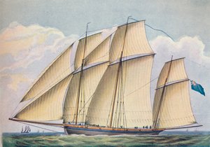 Lugre armado con todas las velas desplegadas, 1825