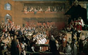 El juicio de los siete obispos en la Cámara de los Comunes durante el reinado de Jacobo II de John Rogers Herbert