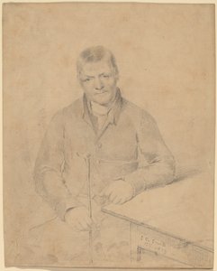 Hombre sentado en una mesa de John Rubens Smith