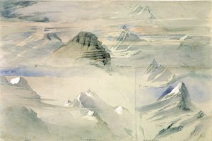 Picos alpinos: Jungfrau y otros, 1846 de John Ruskin