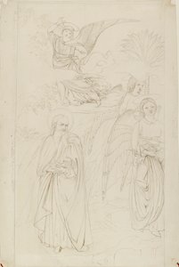 Dibujo de Abraham separándose de los ángeles de Benozzo Gozzoli, 1845