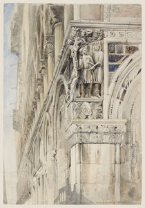 Fachada del Palacio Ducal, Venecia - El ángulo de la vid, c.1870 (acuarela, tinta y lápiz sobre papel) de John Ruskin