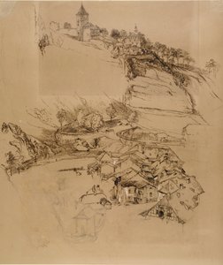 Friburgo, Suiza: Boceto a pluma, julio o agosto - septiembre 1856 de John Ruskin