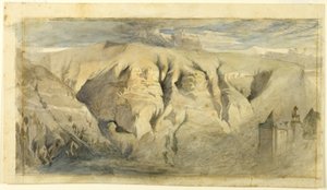 Mont Saleve, c.1840 (acuarela sobre grafito sobre papel de estraza crema, colocado sobre papel de estraza crema) de John Ruskin