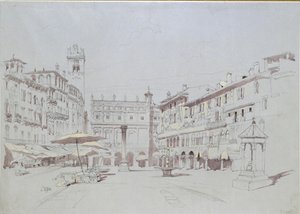 Estudio (detalle) de la Piazza delle Erbe, Verona