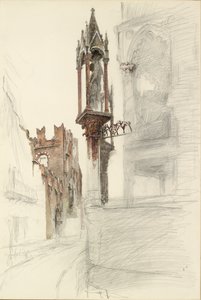 Estudio de un nicho que rodea la tumba de Cansignorio della Scala en Verona, 1869