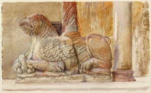 El grifo llevando el eje norte de la entrada oeste del Duomo, Verona, 18-28 de junio de 1869 de John Ruskin
