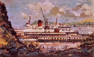 Escena del puerto de Fishguard de John S. Smith
