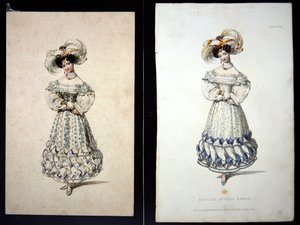 Boceto e impresión de una placa de moda, c.1829 de John Samuel Agar